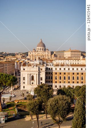 Aerial View Toward St. Peter's Basilica from Castel Sant Angelo 126415441