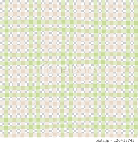 Sage Green Brown Beige Plaid Gingham Check Hand Drawn Background Pattern Overlay 126415743