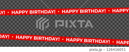 Happy Birthday Frame Tape Vector, Red Striped Ribbon Border Isolated on Dark Transparent Background. Perfect for invitations, event branding, banners. Vector Illustration Happy Birthday Frame Tape Vector, Red Striped Ribbon Border Isolated on Dark Transparent Background. Perfect for invitations, event branding, banners. Vector Illustration 126416051