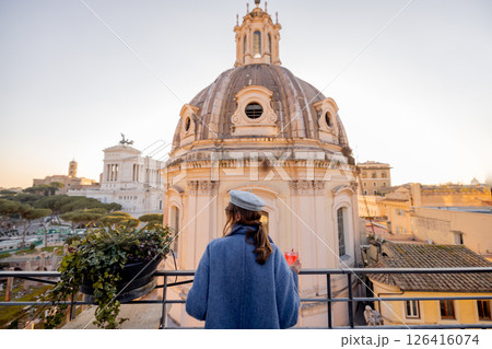 Rooftop view in Rome at sunset 126416074