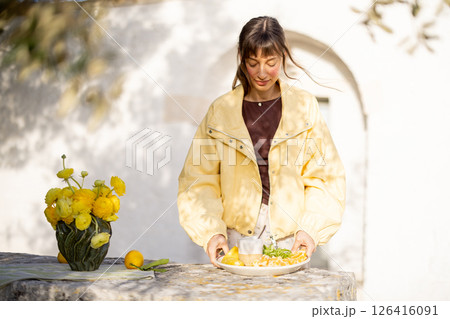 Outdoor Breakfast in Trullo Garden Outdoor Breakfast in Trullo Garden 126416091