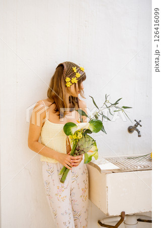 Golden hour by the rustic sink Golden hour by the rustic sink 126416099