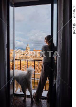 Morning View Over Palermo with Dog Morning View Over Palermo with Dog 126416109