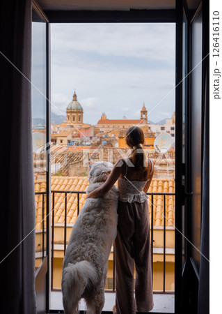 Morning View Over Palermo with Dog Morning View Over Palermo with Dog 126416110