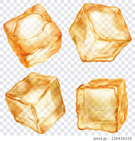 Set of yellow translusent ice cubes Set of yellow translusent ice cubes 126416319
