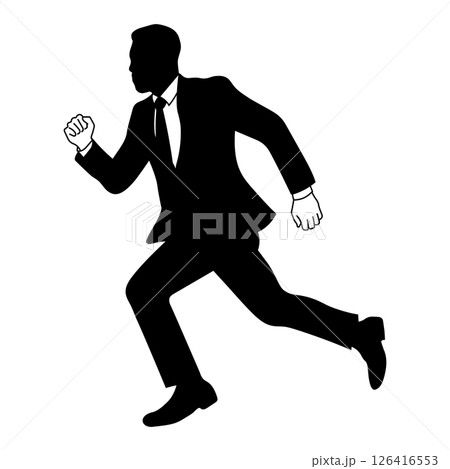 走っているスーツを着た男性のシルエット 126416553