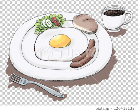煎蛋和沙拉早餐 126418138