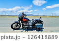 バイクと青空と白い砂浜 126418889