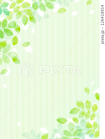 新緑の葉が舞う爽やかなイラスト背景 126418914