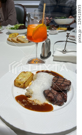 Gourmet Steak Dinner with Aperol Spritz Fine Dining Experience with Culinary Artistry Gourmet Steak Dinner with Aperol Spritz Fine Dining Experience with Culinary Artistry 126418935