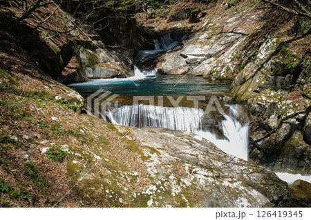 山梨県西沢渓谷三重の滝 126419345