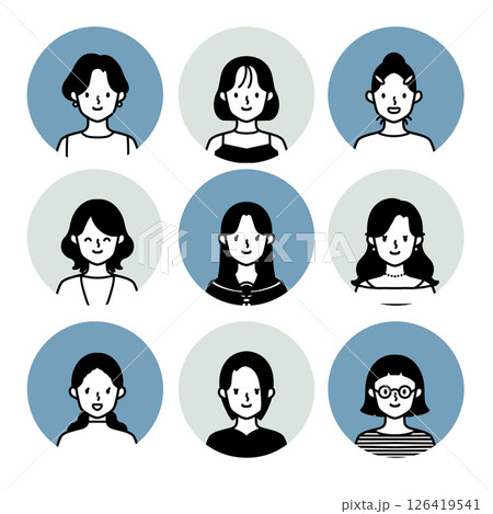 若い女性の丸アイコン 若い女性の丸アイコン 126419541