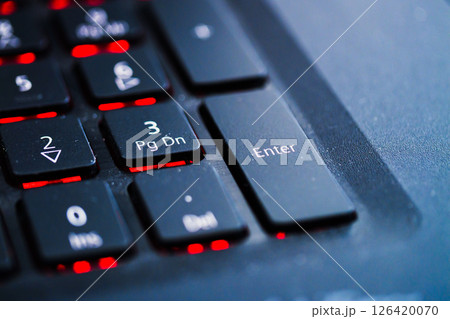 Key features of a modern laptop keyboard close-up technology office macro design Key features of a modern laptop keyboard close-up technology office macro design 126420070