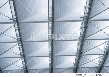 Aerial view of unique modern stadium architectural design indoor environment 126420230