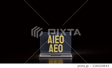 The AEO and AIEO on notebook for technology concept 3d Rendering. The AEO and AIEO on notebook for technology concept 3d Rendering. 126420643