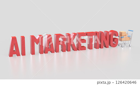 The Red Ai marketing and shopping cart on white Background 3d Rendering. 126420646