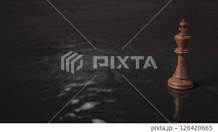 The Wood king on Black water for Business concept 3d Rendering. The Wood king on Black water for Business concept 3d Rendering. 126420665