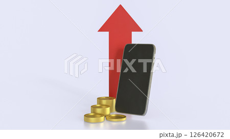 The Smart phone and coins for Business or technology concept 3d Rendering. The Smart phone and coins for Business or technology concept 3d Rendering. 126420672