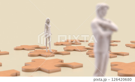 The jigsaw puzzle game for Business or  Teamwork concept 3d Rendering. 126420680