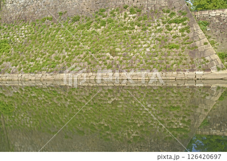 大阪城公園　内堀　石垣 リフレクション（ fix撮影 ） 126420697