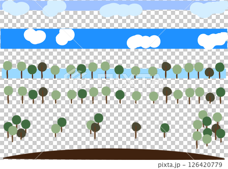 樹木、雲彩和天際線 樹木、雲彩和天際線 126420779