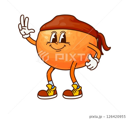 Cartoon groovy orange fruit pirate or corsair character, vector comic personage. Groovy tropical tangerine, grapefruit or orange fruit with funny face as pirate cartoon character in corsair bandana Cartoon groovy orange fruit pirate or corsair character, vector comic personage. Groovy tropical tangerine, grapefruit or orange fruit with funny face as pirate cartoon character in corsair bandana 126420955