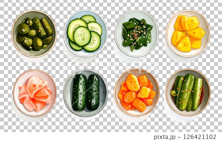 いろいろな小鉢の水彩風イラストセット　生成AI 126421102