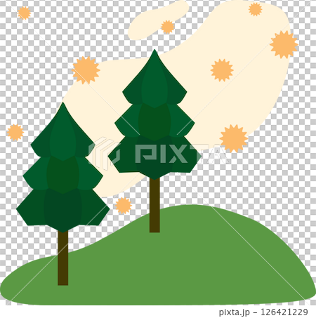 雪松花粉飛散的插畫素材 126421229