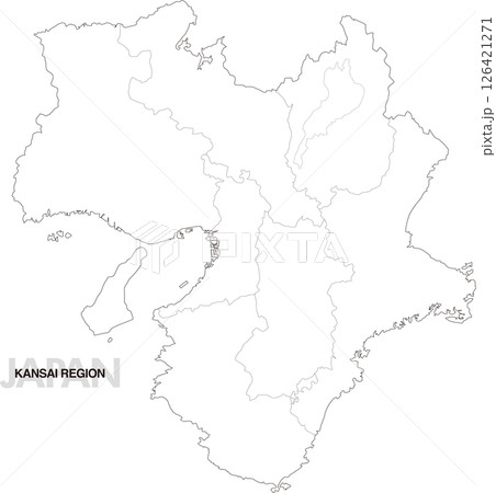 関西地方の白地図 県境有り 126421271