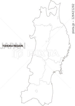 東北地方の白地図 県境有り 126421282