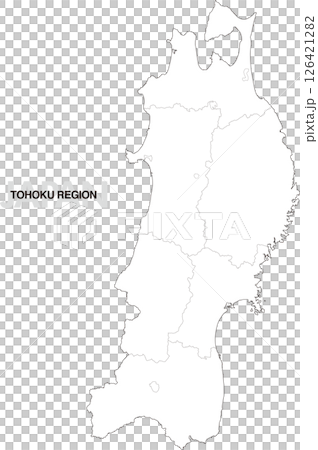 東北地方の白地図 県境有り 126421282