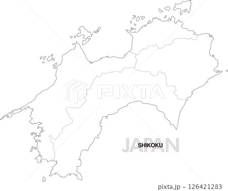 四国の白地図 県境有り 四国の白地図 県境有り 126421283
