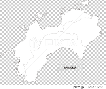 四国の白地図 県境有り 四国の白地図 県境有り 126421283