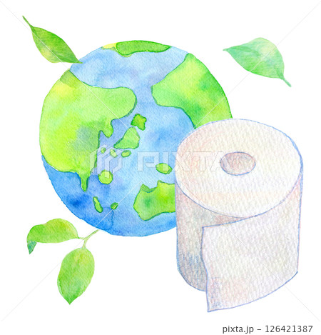 水彩イラスト　トイレットペーパー 126421387