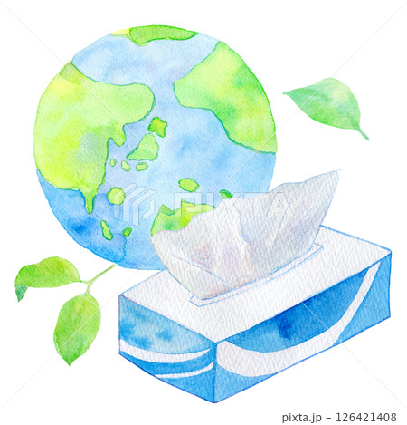 水彩イラスト　ティッシュペーパー 126421408