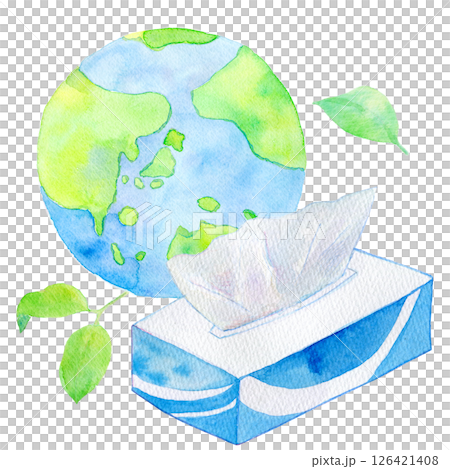 水彩イラスト　ティッシュペーパー 126421408