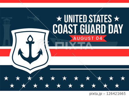 Coast Guard Day United States Vector Illustration on August 4, Featuring an American Waving Flag and a ship to Commemorate the National Holiday 126421665