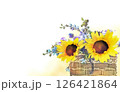 向日葵とデルフィニウムの夏の透過フレーム 126421864