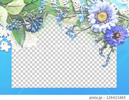 青い造花の透過フレーム(青) 青い造花の透過フレーム(青) 126421865