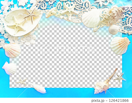 白貝殼蕾絲夏季透明鏡框（藍色） 126421866
