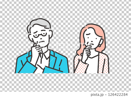 Vector illustration icon of a worried senior couple 126422284