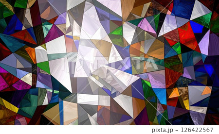 《AI画像》カラフルな幾何学模様の背景素材 126422567