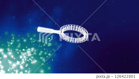 Magnifying glass image over starry night sky background 126422801