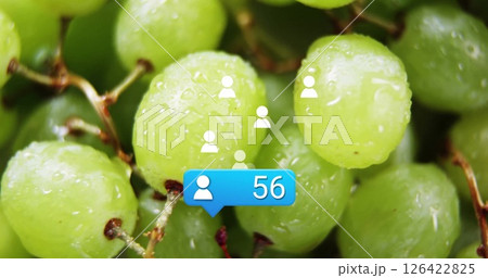 Social media notification image over close-up of green grapes 126422825