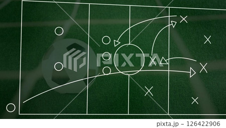 Soccer strategy image over field with ball and player positions 126422906