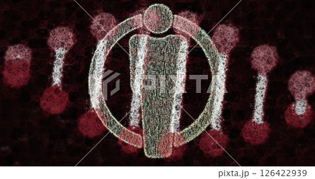 Person icon with circular border and red abstract shapes, digital image Person icon with circular border and red abstract shapes, digital image 126422939
