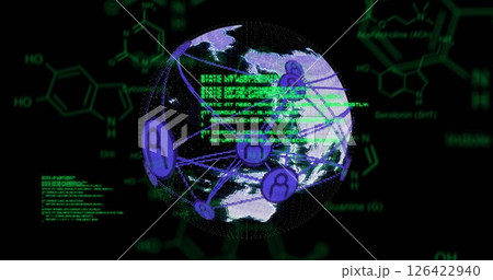 Global network connections image over chemical formulas and data processing 126422940