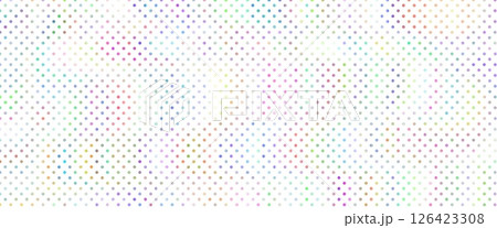 白背景に虹色のポルカドット、小さな虹色のポルカドット背景、ドット模様の背景イラスト、バナー用の背景 126423308