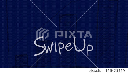 Image of swipe up text over diagram on blue background 126423539