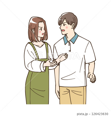 アニメ風の喧嘩をしている夫婦のイラスト 126423630